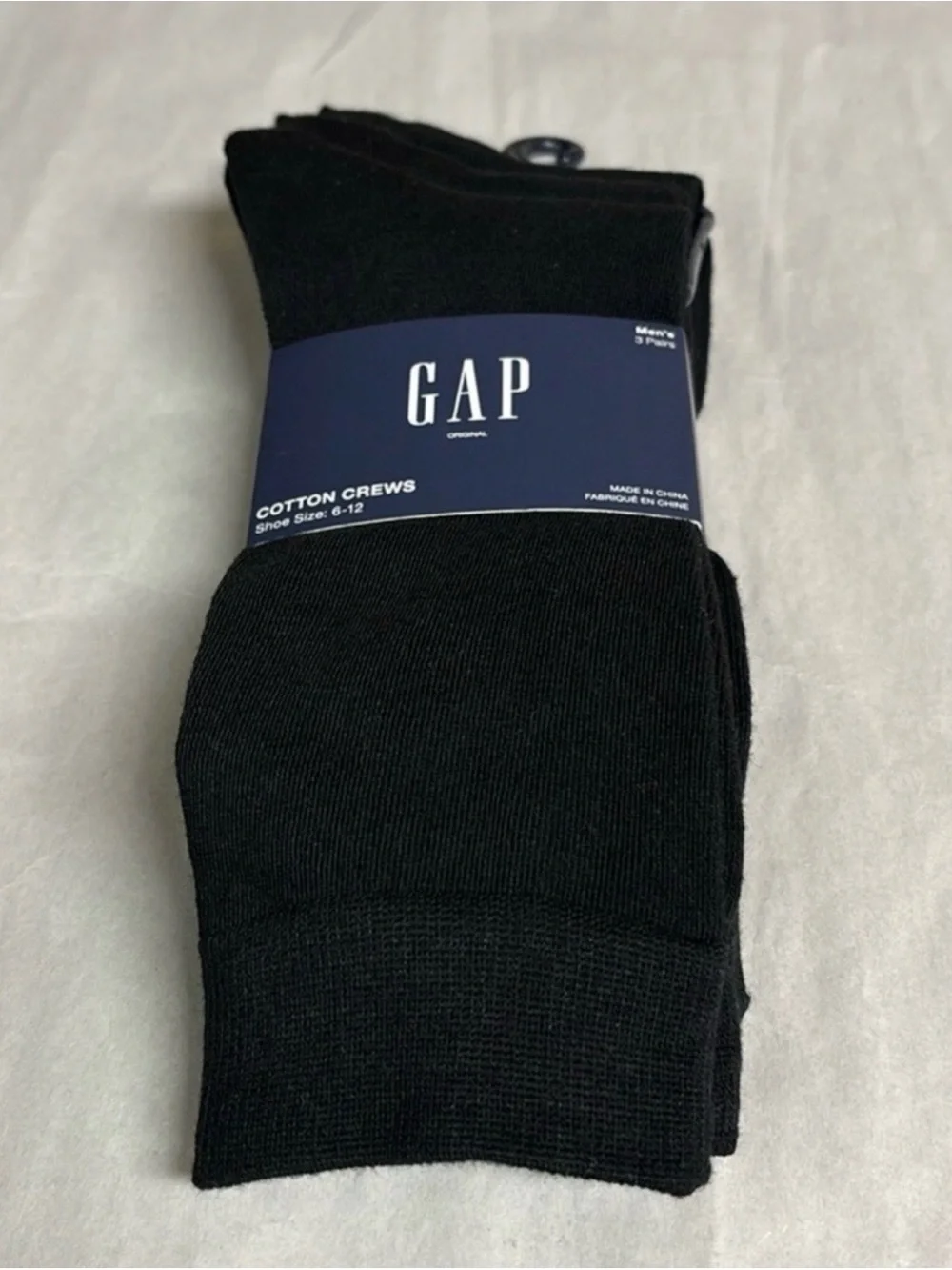 New Gap Socks Men’s 3 Pair Black Cotton Crews Business Casual Dress Preppy Socks